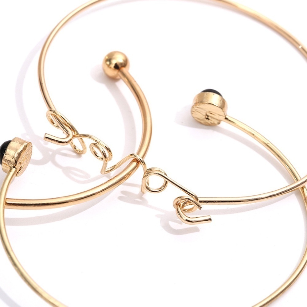 *PARTHENIA* 3-Pc Gold Love x Black Gem Bracelet Set - Picture 3 of 5